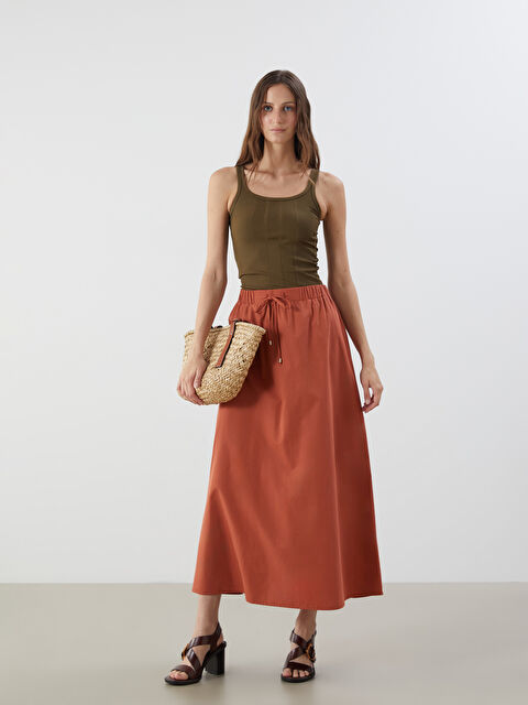 LCWAIKIKI Classic Beli Lastikli Büzgülü Etek - S5Q376Z8-H4W