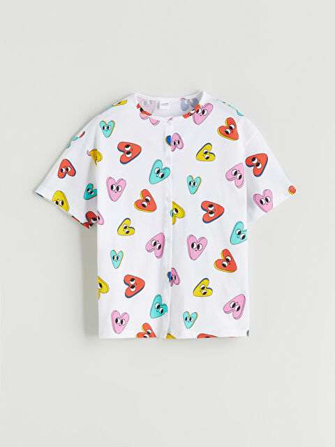 LCW Kids Bisiklet Yaka Desenli Kız Çocuk Pijama Üst - S5Q432Z4-LU8