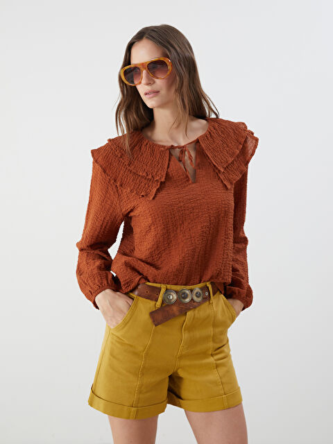 LCWAIKIKI Classic Bağlamalı Yaka Dokulu Bluz - S5Q452Z8-KJN