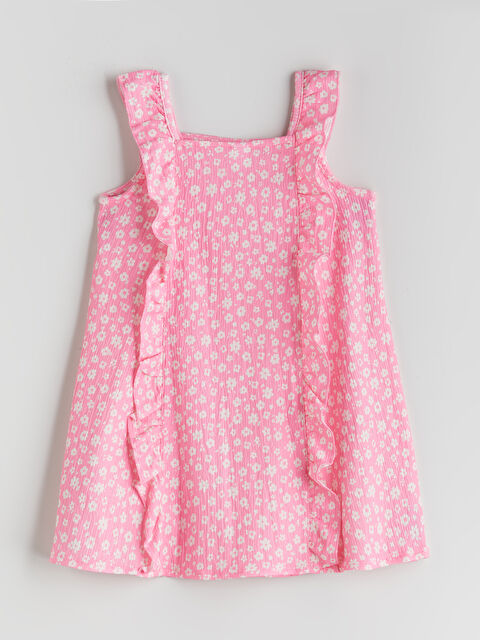 LCW Kids Kare Yaka Çiçekli Kız Çocuk Elbise - S5Q530Z1-LT4