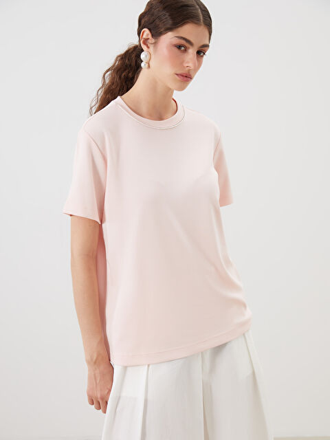 LCW Modest Bisiklet Yaka Kadın Tişört - S5Q587Z8-14N