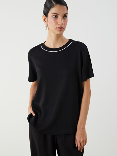 LCW Modest Bisiklet Yaka Kadın Tişört - S5Q587Z8-CVL