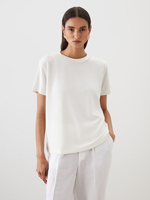 LCW Modest Bisiklet Yaka Kadın Tişört - S5Q587Z8-R9J