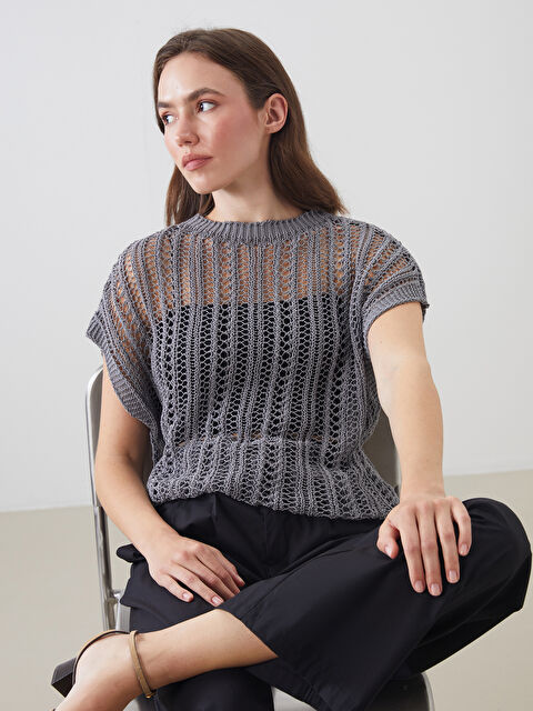 LCWAIKIKI Classic Bisiklet Yaka Ajurlu Kadın Triko Süveter - S5Q636Z8-CTK