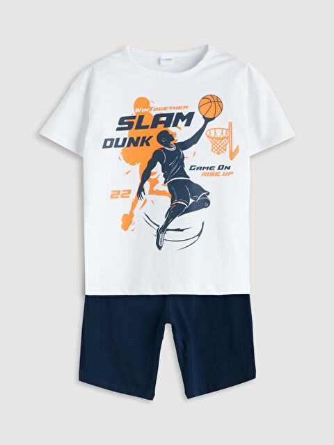 LCW Kids Bisiklet Yaka Erkek Çocuk Şortlu Pijama Takımı - S5Q673Z4-Q6K