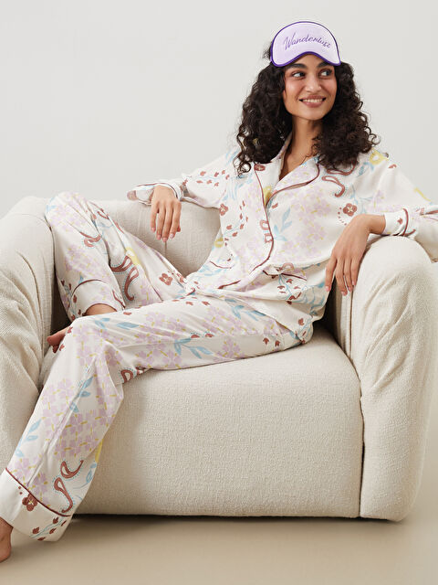 LCW DREAM Gömlek Yaka Desenli Kadın Pijama Takımı - S5Q688Z8-LRA