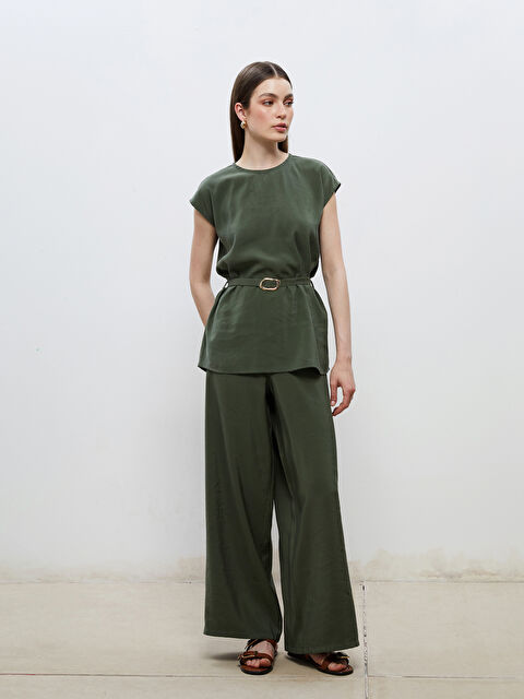 Soulife Beli Lastikli Geniş Paça Kadın Pantolon - S5Q704Z8-CS5