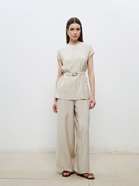 Soulife Beli Lastikli Geniş Paça Kadın Pantolon - S5Q704Z8-HZZ