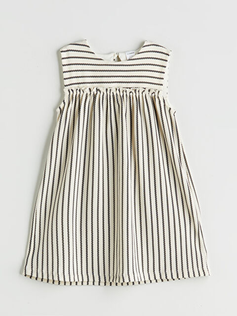 LCW Kids Bisiklet Yaka Çizgili Kız Çocuk Elbise - S5Q708Z1-LRA