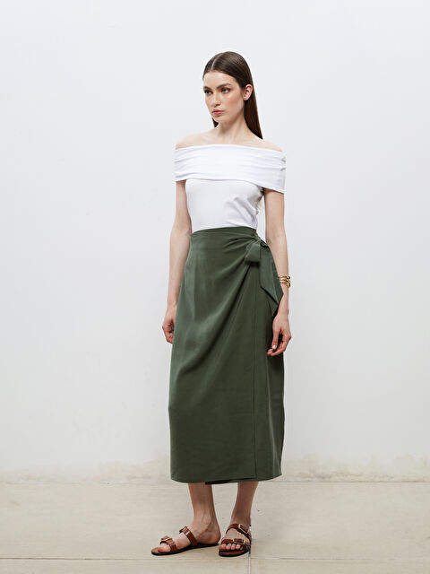 Soulife Beli Lastikli Modal Dokulu Bağlamalı Etek - S5Q709Z8-CS5