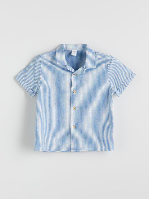 LCW baby Kısa Kollu Çizgili Erkek Çocuk Gömlek - S5Q733Z1-LEN