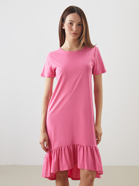 LCWAIKIKI Classic Bisiklet Yaka Fırfırlı Elbise - S5Q734Z8-ZN5