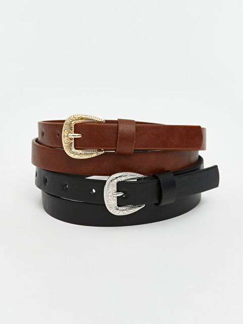 LCW ACCESSORIES Deri Görünümlü Kadın Kemer 2'li