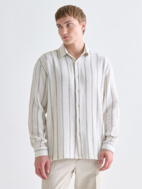 LCW Vision Regular Fit Uzun Kollu Çizgili Erkek Gömlek - S5Q745Z8-LFC