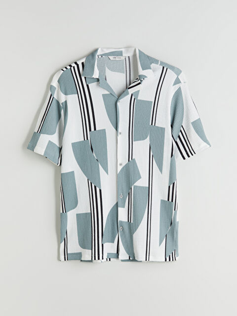 LCW Vision Regular Fit Kısa Kollu Desenli Viskon Erkek Gömlek - S5Q756Z8-VCG