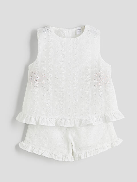 LCW Kids Nakışlı Kız Çocuk Bluz ve Şort 2'li - S5Q760Z1-R9J