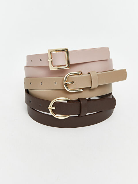 LCW ACCESSORIES Deri Görünümlü Kadın Kemer 3'lü - S5Q773Z8-JW7