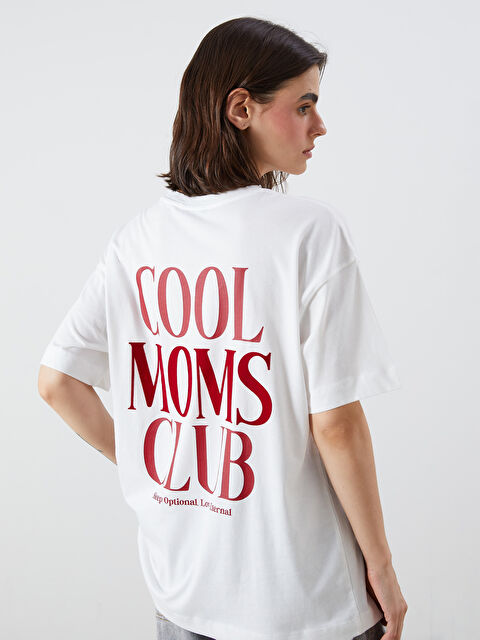 LCW Vision Bisiklet Yaka Baskılı Oversize Kadın Tişört - S5Q804Z8-R9J