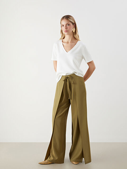 LCW Vision Beli Lastikli Geniş Paça Kadın Pantolon - S5Q846Z8-Z4W