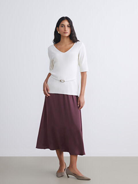 LCW Modest Beli Lastikli Kloş Etek - S5Q873Z8-ZMY