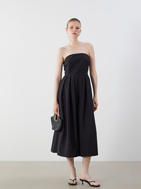 LCW Vision Straplez Yaka Poplin Elbise - S5Q874Z8-CVL