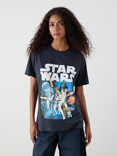 XSIDE Bisiklet Yaka Star Wars Baskılı Kadın Tişört - S5Q884Z8-VDL