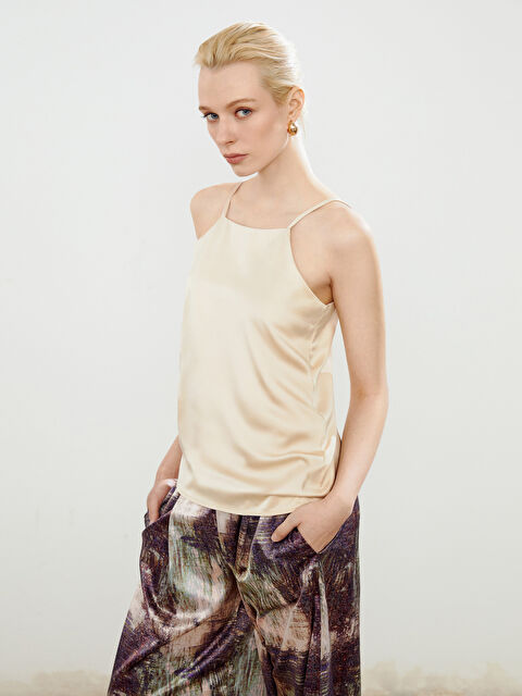 Soulife Kare Yaka Askılı Saten Bluz - S5Q886Z8-HZZ