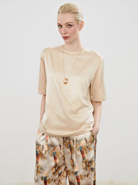 Soulife Bisiklet Yaka Saten Bluz - S5Q887Z8-HZZ