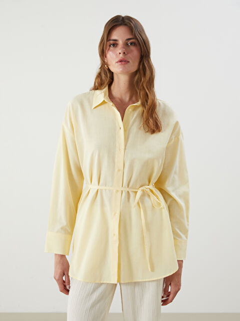 LCW Vision Beli Kuşaklı Oversize Kadın Gömlek - S5Q954Z8-FRS