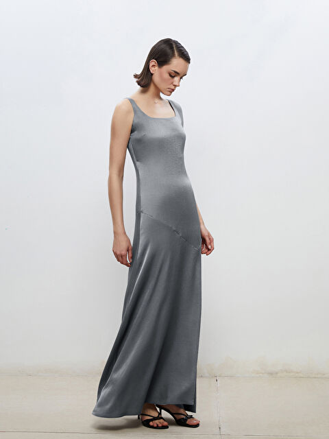 Soulife Kare Yaka Saten Abiye Elbise - S5Q955Z8-CUZ