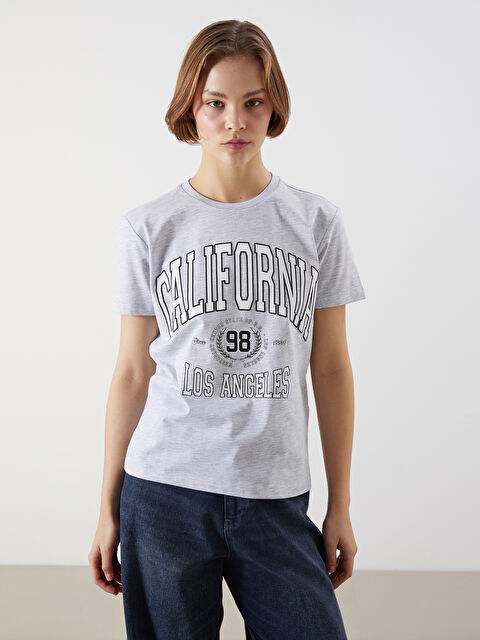 XSIDE Bisiklet Yaka California Baskılı Kadın Tişört - S5Q971Z8-CY9
