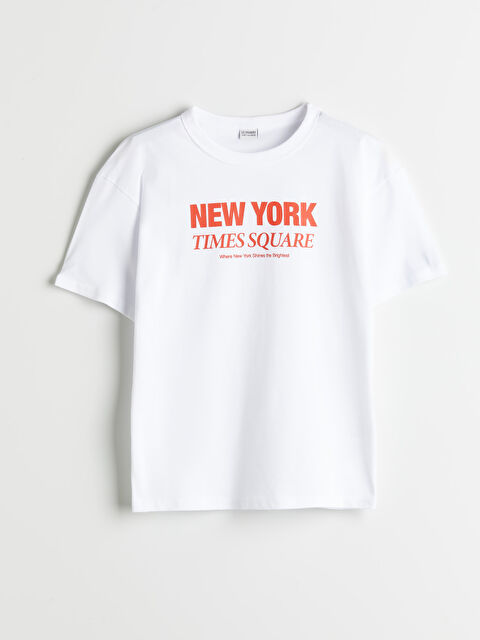 LCW Kids Crew Neck New York Printed Boys' T-Shirt - S5QA03Z4-Q6K