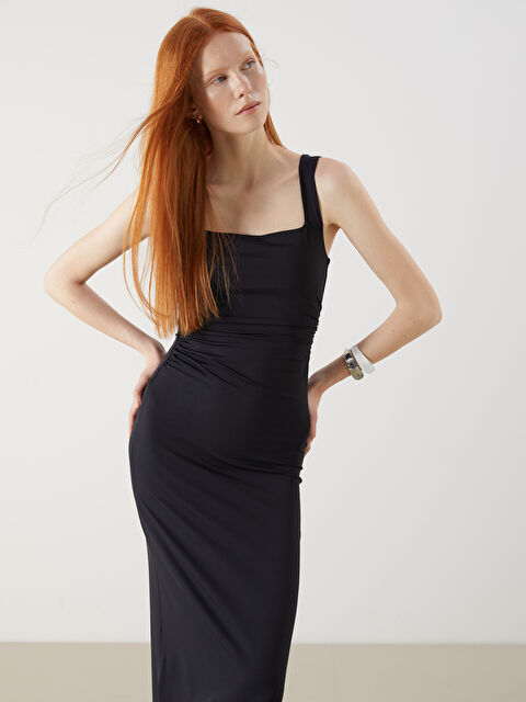 XSIDE Kare Yaka Büzgülü Bodycon Elbise - S5QA80Z8-CVL