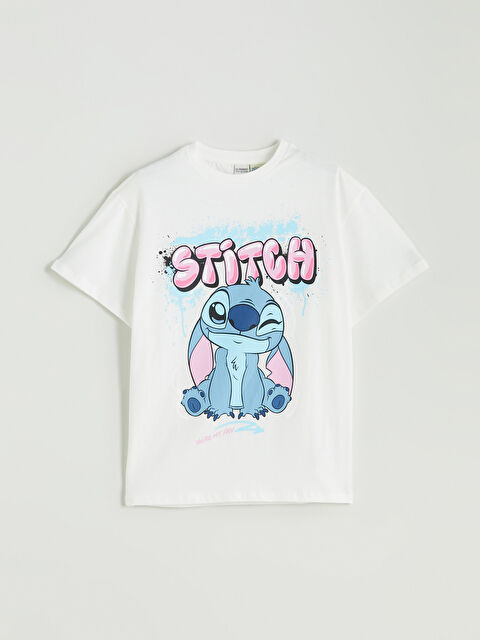 LCW Kids Bisiklet Yaka Stitch Baskılı Kız Çocuk Tişört - S5QB22Z4-R9J