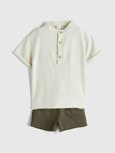 LCW baby Hakim Yaka Düz Erkek Bebek Gömlek ve Şort - S5QB69Z1-ZVK
