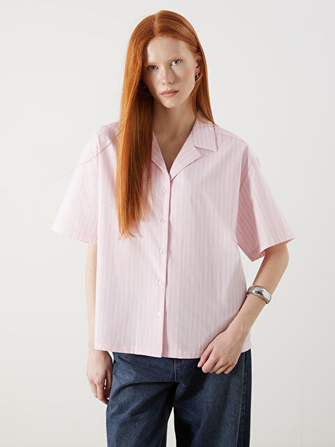 XSIDE Çizgili Oversize Poplin Kadın Gömlek - S5QB82Z8-LHK