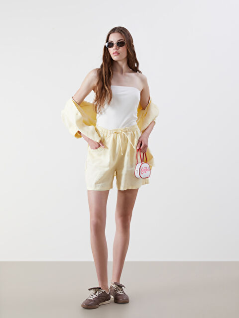 XSIDE Beli Lastikli %100 Keten Kadın Şort - S5QB90Z8-CVA