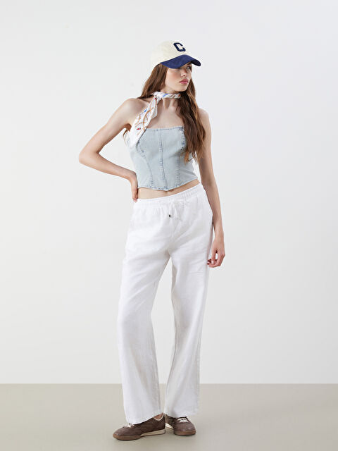 XSIDE Beli Lastikli %100 Keten Kadın Pantolon - S5QB94Z8-J5E