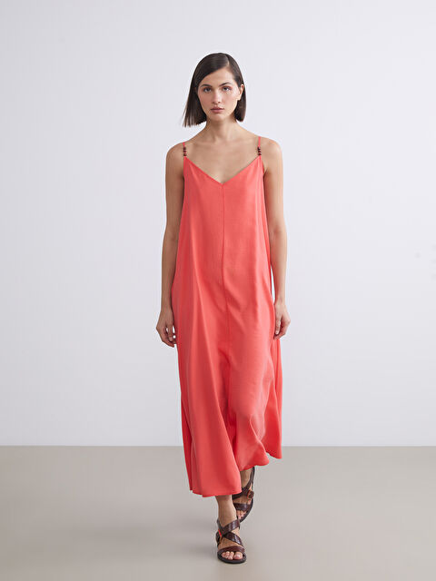 LCW Vision V Neck Strappy A-Line Modal Blend Dress - S5QC11Z8-EKR