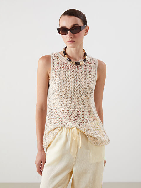 LCWAIKIKI Classic Bisiklet Yaka Ajurlu Triko Bluz - S5QC24Z8-CR8