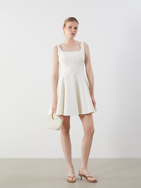 LCW Vision Kare Yaka Peplum Mini Elbise - S5QC63Z8-KXP