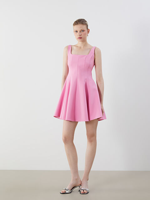 LCW Vision Kare Yaka Peplum Mini Elbise - S5QC63Z8-R99