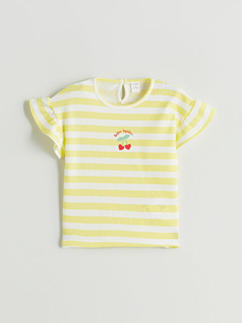 LCW baby Bisiklet Yaka Baskılı Kız Çocuk Tişört - S5QC71Z1-LKF