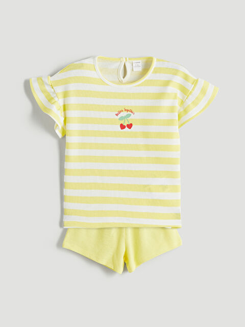 LCW Kids Çizgili Kız Çocuk Bluz ve Şort 2'li - S5QC72Z1-LKF