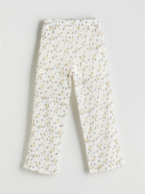 LCW Kids Elastic Waist Floral Spanish Leg Girls' Tights - S5QC81Z4-F9C