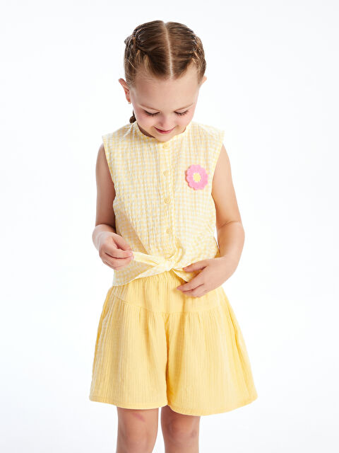 LCW Kids Kolsuz Çiçekli Ekose Kız Çocuk Gömlek - S5QD09Z1-LQ2