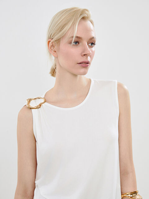 Soulife Bisiklet Yaka Aplike Detaylı Bluz - S5QD50Z8-J5E