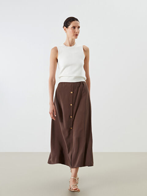 LCWAIKIKI Classic Beli Lastikli Pileli Etek - S5QD69Z8-R3C