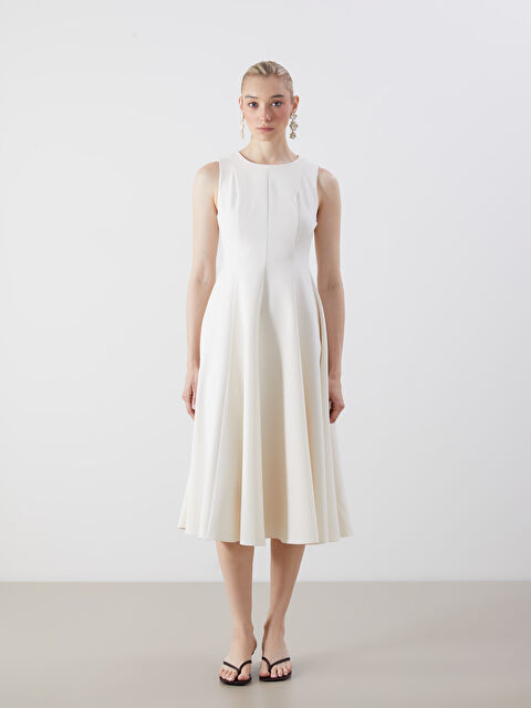 LCW Vision Bisiklet Yaka Pileli Krep Elbise - S5QD88Z8-KXP