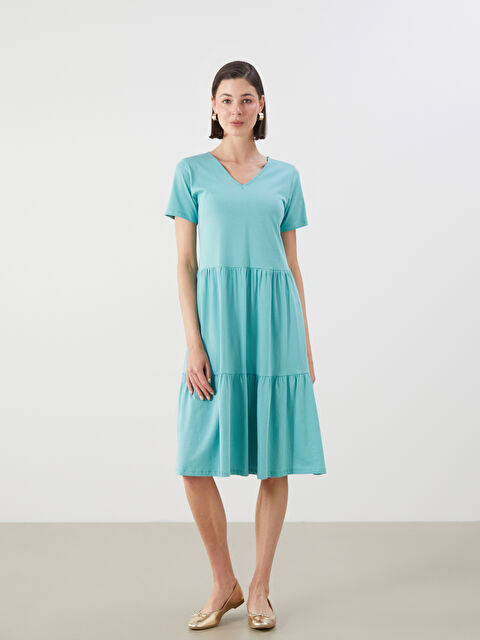 LCWAIKIKI Classic V Yaka Katkat Elbise - S5QE50Z8-TPW